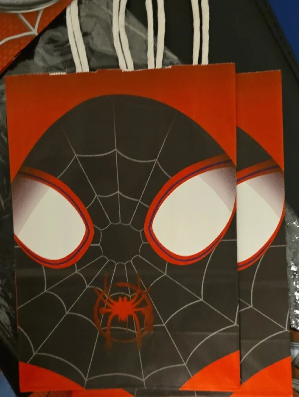 Spiderman Themed Red Party Favor Bags - Pack of 8